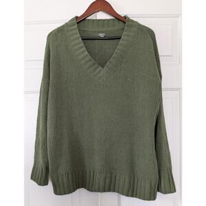 Aerie Green Soft Oversized V Neck Sweater